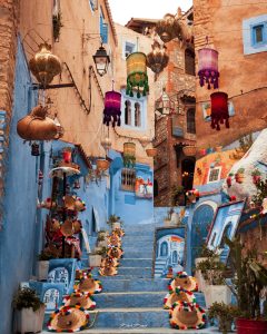 Colorful small alleys of Chefchaouen